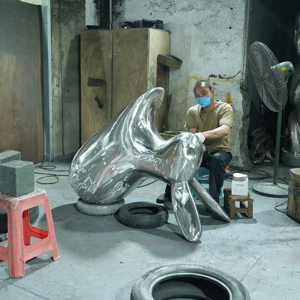 Custom Maoping sculpture Mirror stainless steel rabbit sculpture - Image 4